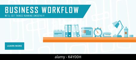 Vector of office supplies on office desk Stock Vector