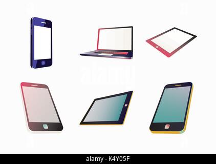 Vector set of various electronics accessories Stock Vector