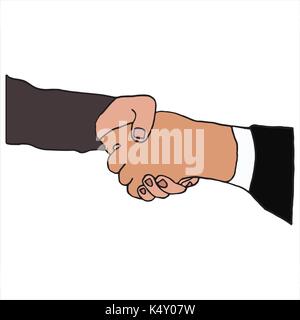 Businesspeople shaking hands against white background Stock Vector