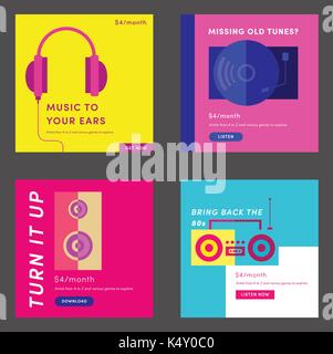 Vector icon set of music Stock Vector