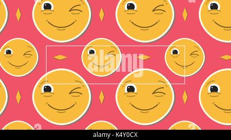 Vector image of winking and smiling emoticon Stock Vector
