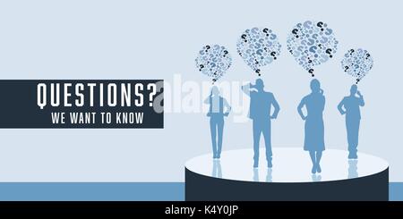 Business people with question mark thought bubble Stock Vector