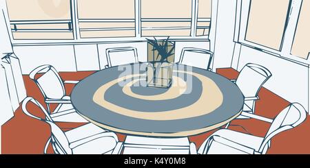 Empty chairs around the table and conference room Stock Vector