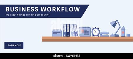 Vector of office supplies on office desk Stock Vector