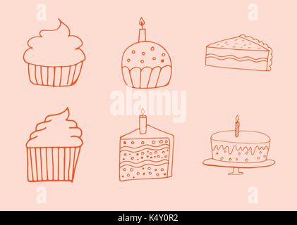 Vector set of various birthday cake Stock Vector