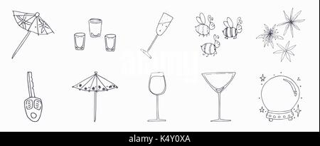 Various birthday celebration icons Stock Vector