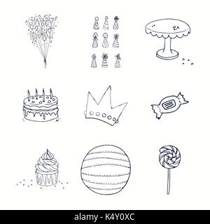 Various birthday celebration icons Stock Vector