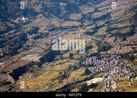 Aerial view over Khatmandu Valley, Nepal. Stock Photo