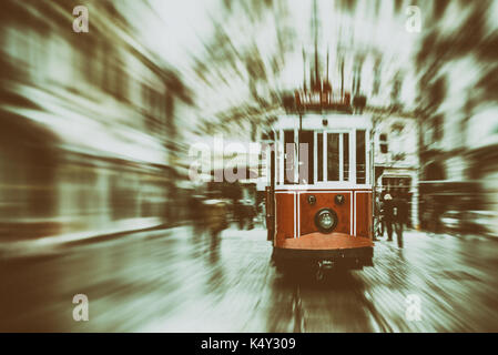 Old tram in Istanbul (Taksim route - Tunnel), Turkey Stock Photo