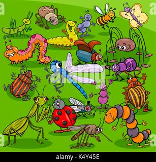 Cartoon Illustration of Insects and Bugs Animal Characters Group Stock Vector