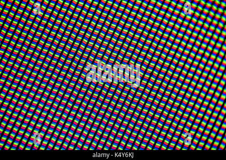 Light photomicrograph of a mobile LCD screen seen through a microscope ...