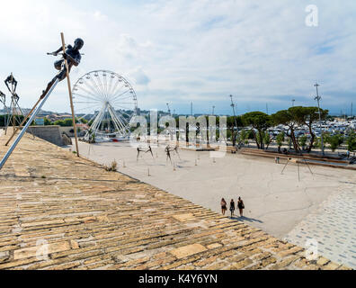 Antibes, France - July 01, 2016: Modern art sculptures on the Pre-des-Pecheurs esplanade in the old town. The area was renovated in 2014 and is popula Stock Photo
