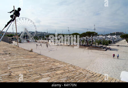 Antibes, France - July 01, 2016: Modern art sculptures on the Pre-des-Pecheurs esplanade in the old town. The area was renovated in 2014 and is popula Stock Photo