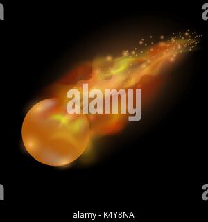 Burning Red Sphere. Ball on Fire Flame Stock Vector