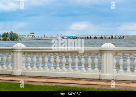 Peterhof, Russia - June 03. 2017. Gulf of Finland from embankment Stock Photo