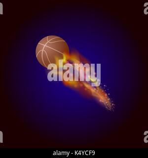 Burning Basketball Orange Ball Icon Stock Vector