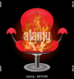 Burning Red Armchair with Fire Flame Background Stock Vector