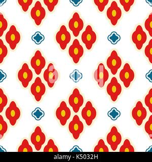 Bright red ottoman rhombuses repeat vector pattern. Stock Vector
