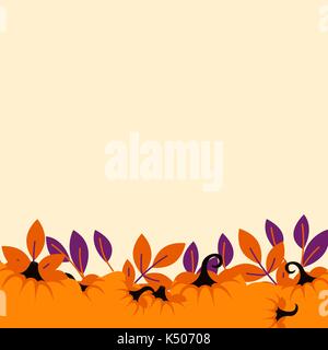 Orange pumpkins on peach light border background flyer template. Stock Vector