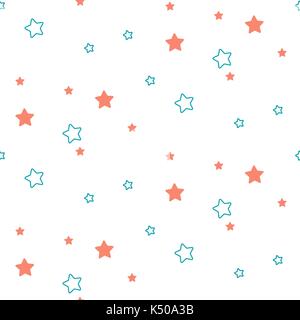 Star shape blue and green seamless kid pattern. Stock Vector