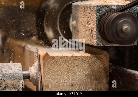 Close up of a straight router bit cutting a groove or rabbet in a Stock ...