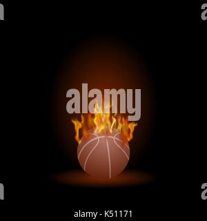 Burning Basketball Orange Ball Icon Stock Vector