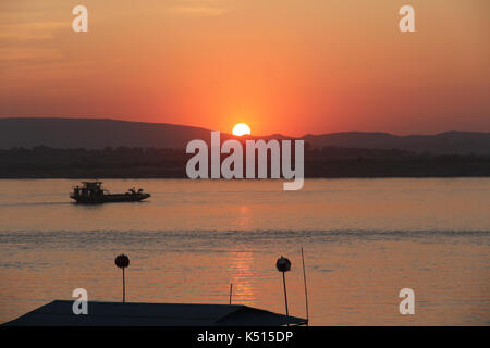 Sunset over Irrawaddy River, Mandalay, Myanmar Stock Photo