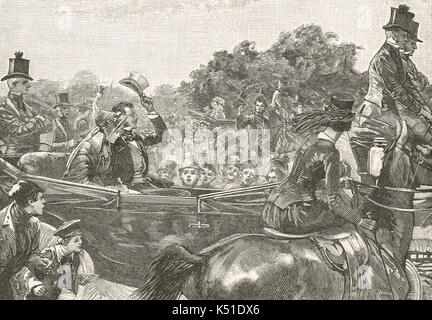 Victoria and Albert, excited reception of crowd in Hyde park, after news of attempted assassination by Edward Oxford known Stock Photo