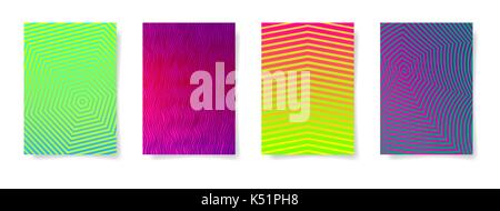 set of four abstract geometric pattern A4 format in bright color Stock Vector