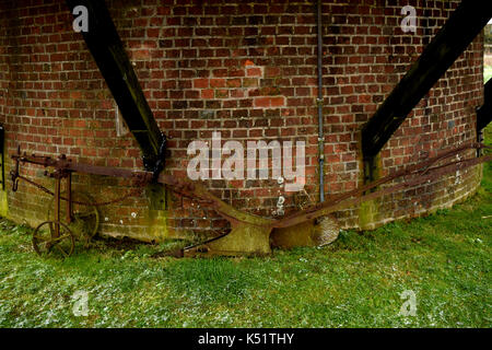 Bottom of a bricked water tower Stock Photo