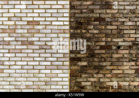 Plain two coloured brick wall Stock Photo