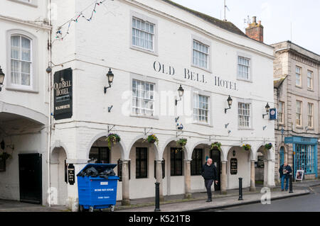 The Old Bell Hotel, a coaching inn dating back to the 15th century, in Warminster, Wiltshire. Stock Photo