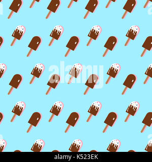 Summer Seamless Pattern with Ice Cream. Stylized Summer Elements with dropped shadows. Vector Illustration. Summer Collection. Eps 10 Stock Photo