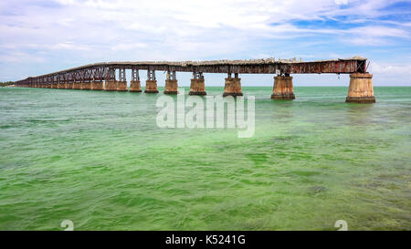 Abandoned Bahia Honda Rail Bridge was part of the Overseas Railway in the lower Florida Keys Stock Photo