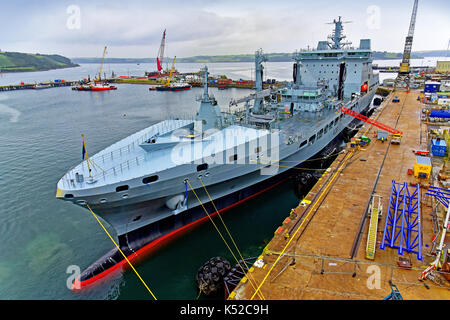 Falmouth Cornwall outer harbour dock area with RFA A136 Tidespring Stock Photo