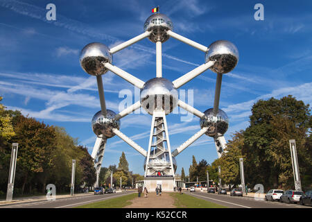 The Atomium in Brussels, Belgium. Designed by Andre Waterkeyn and Andre and Jean Polak, it was built for the 1958 World Fair. Stock Photo