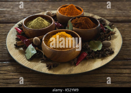 Close-up of various type of spices in bowl Stock Photo