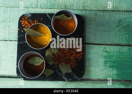 Close-up of various type spices on bowl Stock Photo