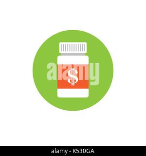 Healthcare costs and expenses showing concept with pill bottle Stock Vector