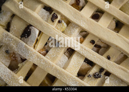Full frame shot of apple pie in baking pan with spices Stock Photo