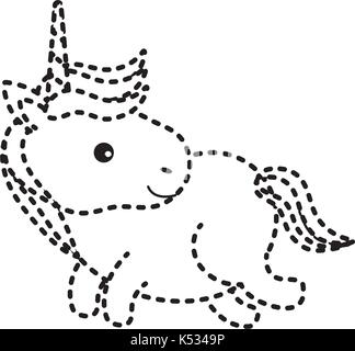dotted shape pretty unicorn with nice hair and horn Stock Vector Image ...