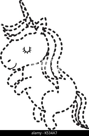 dotted shape beauty unicorn with horn and pretty hair Stock Vector ...