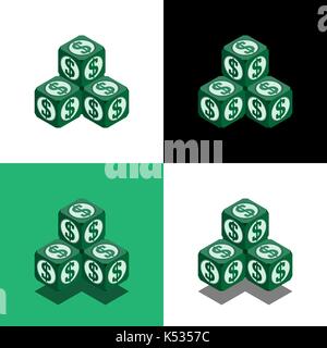 Pyramid of the cubes with dollar logo in isometric view, money pyramid Stock Vector