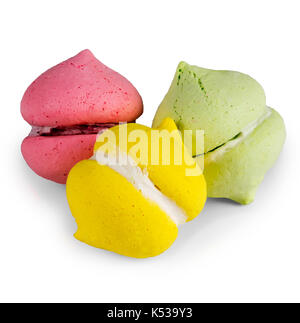 Three multi-colored cakes on a white background Stock Photo