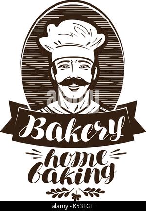 Bakery, bakehouse logo. Home baking label. Vintage vector illustration Stock Vector