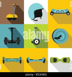 Segway icon set, flat style Stock Vector