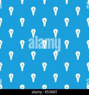Light bulb with lightning inside pattern seamless blue Stock Vector