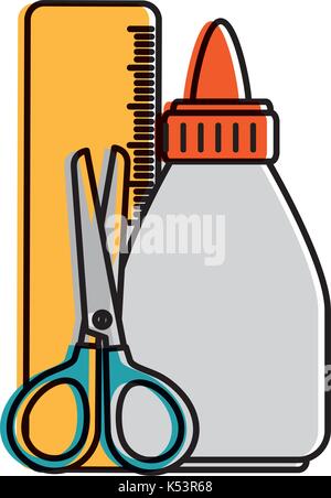 How To Draw A Bottle Of Glue And Scissors 
