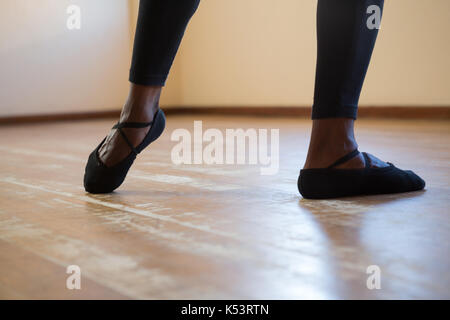 Low section of ballerino practicing ballet dance in the studio Stock Photo
