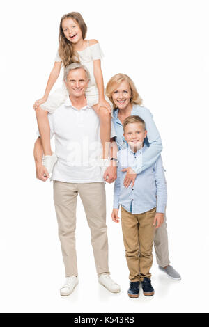 happy grandparents and kids Stock Photo